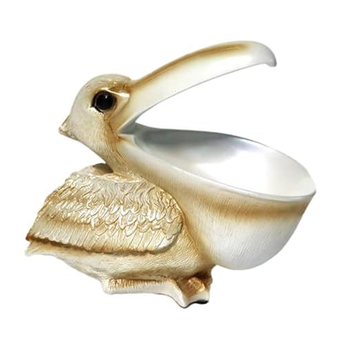 PawwJoy Pelikan-Figur, Tierskulptur, modern, kreativ, Schreibtisch-Ornament, Schreibtisch-Ablagetablett für Esstisch, Schrank, Heimdekoration, 12 x 21,5 x 21 cm, Weißgold PawwJoy Pelikan-Figur, Tierskulptur, modern, kreativ, Schreibtisch-Ornament, Schreibtisch-Ablagetablett für Esstisch, Schrank, Heimdekoration, 12 x 21,5 x 21 cm, Weißgold von PawwJoy