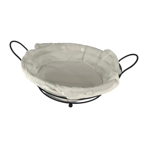 PawwJoy Runder Brotkorb zum Servieren von Brot und Gemüse, Eisendraht, Küchen-Esstischkorb mit leichtem Design, 29,5 x 24 x 10 cm, Schwarz von PawwJoy