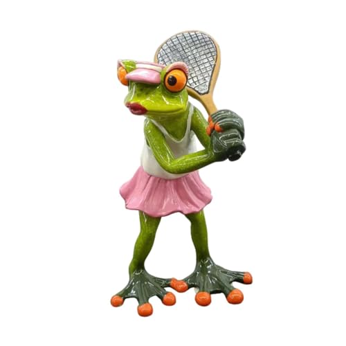 PawwJoy Tennis-Frosch-Statue, Dekofigur, Kunstharz, Tierskulptur, Schreibtisch-Ornament für Kamin, Regal, Heimdekoration, 8,5 cm, Rock PawwJoy Tennis-Frosch-Statue, Dekofigur, Kunstharz, Tierskulptur, Schreibtisch-Ornament für Kamin, Regal, Heimdekoration, 8,5 cm, Rock von PawwJoy