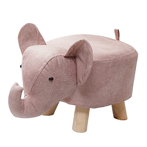 PawwJoy Tier-Fußhocker Elefantenbank, tragbarer Holzhocker mit weich gepolstertem Kissen für Schuhwechsel, Wohnzimmer, Schlafzimmer, Dekoration, 26 x 27 x 50 cm von PawwJoy