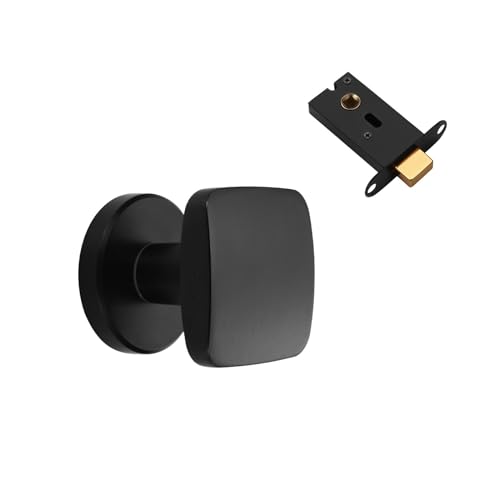 PawwJoy Unsichtbares Türschloss, Innentürknauf, einseitig, Zinklegierung, verstecktes Schloss, Hardware, Türgriff für Schrank, Badezimmer, Schwarz von PawwJoy