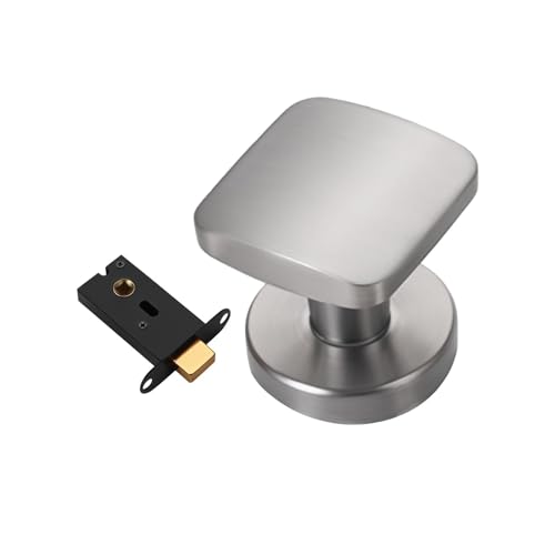 PawwJoy Unsichtbares Türschloss, Innentürknauf, einseitig, Zinklegierung, verstecktes Schloss, Hardware-Türgriff für Schrank, Badezimmer, Silber von PawwJoy