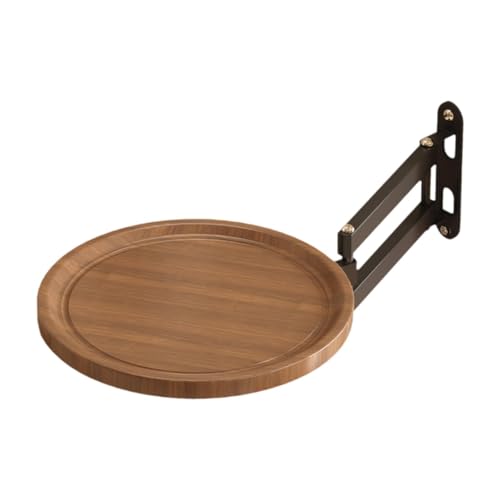 PawwJoy Wandmontierter Klapptisch, verstellbar, schwebendes Regal, platzsparend, Eckschreibtisch, 30 cm, runde Tischplatte von PawwJoy
