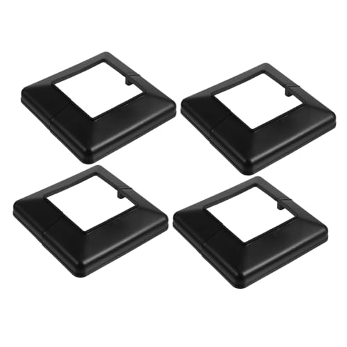 Pfostenbodenabdeckungen für Deck- und Treppengeländer, schwarze PVC-Zierleiste für Zaun und Geländer, einfache Installation, 14 cm, 4 Stück von PawwJoy