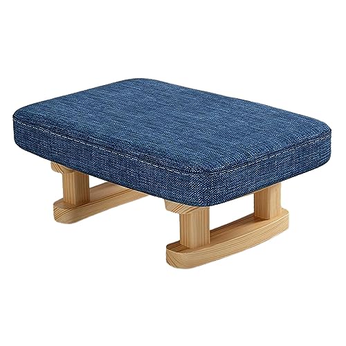 Rechteckiger Fußhocker mit Holzbeinen, kleiner, niedriger Sitzhocker für Wohnzimmer, Schlafzimmer, Eingangsbank, 41 x 30 x 18 cm, Stil B von PawwJoy