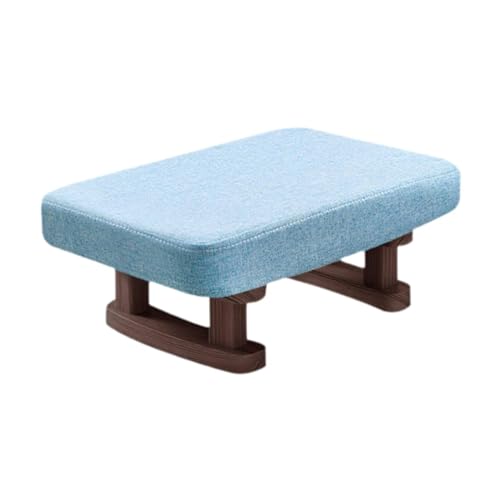 Rechteckiger Fußhocker mit Holzbeinen, kleiner, niedriger Sitzhocker für Wohnzimmer, Schlafzimmer, Eingangsbank, 41 x 30 x 18 cm, Stil G von PawwJoy