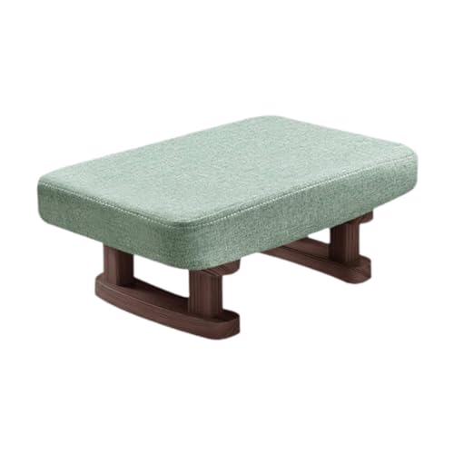 Rechteckiger Fußhocker mit Holzbeinen, kleiner, niedriger Sitzhocker für Wohnzimmer, Schlafzimmer, Eingangsbank, 41 x 30 x 18 cm, Stil H von PawwJoy