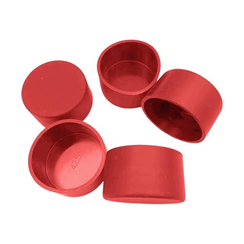Runde Möbelbeinabdeckungen aus PVC, 6,3 cm Innendurchmesser, flexible Rohrschraubenkappen, Abriebschutz für Böden und Metallstangen, Rot, 5 Stück von PawwJoy