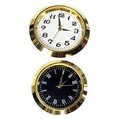 Runde Uhren-Einsatz, passend für Durchmesser 4,5 cm Loch mit Ziffern, Metall-Mini-Uhr, leicht zu lesen, Reparatur, Ersatz, Heimwerkerbedarf, 2 Stück von PawwJoy