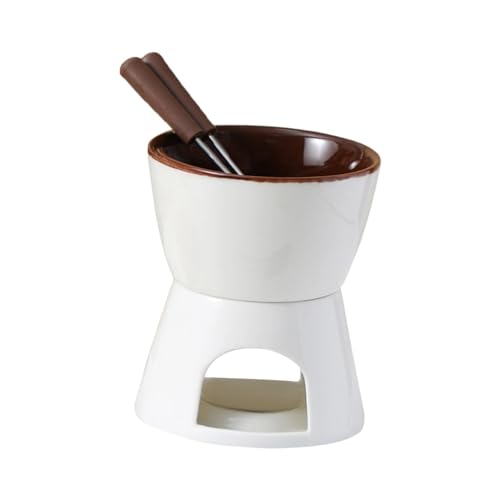 Schokoladenfondue-Topf, Schmelztopf aus Keramik, Dessert, Karamell, Küchengeräte, Käse, Kochgeschirr, Schokoladenschmelzgerät mit 2 Gabeln Schokoladenfondue-Topf, Schmelztopf aus Keramik, Dessert, Karamell, Küchengeräte, Käse, Kochgeschirr, Schokoladenschmelzgerät mit 2 Gabeln von PawwJoy