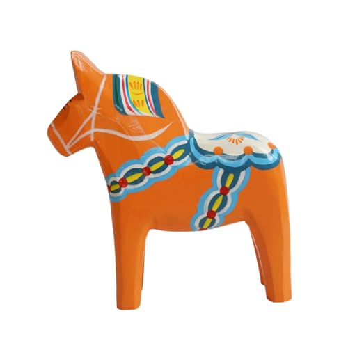 Schwedische Dala-Pferd-Statue, traditionelle Holzskulptur, Schreibtisch-Ornament, 15 cm, handbemalt, nordische Dekoration für Wohnzimmer, Schlafzimmer, Kamin, Orange Schwedische Dala-Pferd-Statue, traditionelle Holzskulptur, Schreibtisch-Ornament, 15 cm, handbemalt, nordische Dekoration für Wohnzimmer, Schlafzimmer, Kamin, Orange von PawwJoy