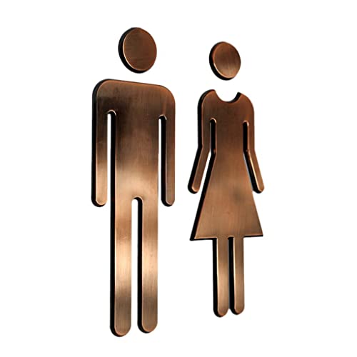 Selbstklebendes WC-Schild für WC, Toilette, Waschraum, Tür, Acryl, Mann Frau, Bronze, Wandaufkleber von PawwJoy