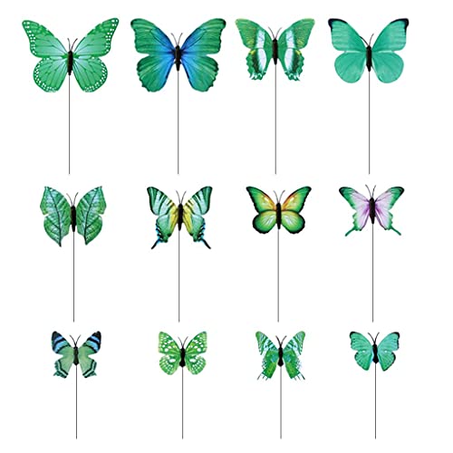 Skurriles Schmetterlings-Gartendekor-Set, 12-teilig, Metallpfähle, für Innen- und Außenbereich, Hof, Blumenbeet, Topfpflanzen, Dekoration, 12 Stück, 12 Stück, Grün Skurriles Schmetterlings-Gartendekor-Set, 12-teilig, Metallpfähle, für Innen- und Außenbereich, Hof, Blumenbeet, Topfpflanzen, Dekoration, 12 Stück, 12 Stück, Grün von PawwJoy