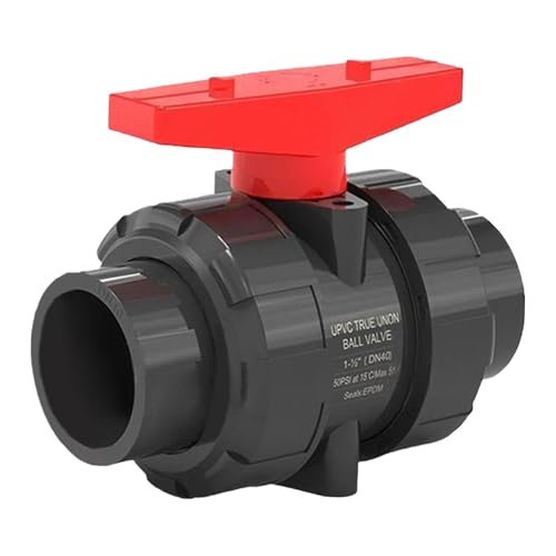 True Union Kugelhahn mit Doppel-Verschlussanschluss, ersetzt volle Kontrolle für Belüftung, PVC-Material, schwarz, Größen 5 cm und 6,3 cm, für Pool- und Bewässerungssysteme, 17,7 x 16,5 cm True Union Kugelhahn mit Doppel-Verschlussanschluss, ersetzt volle Kontrolle für Belüftung, PVC-Material, schwarz, Größen 5 cm und 6,3 cm, für Pool- und Bewässerungssysteme, 17,7 x 16,5 cm von PawwJoy