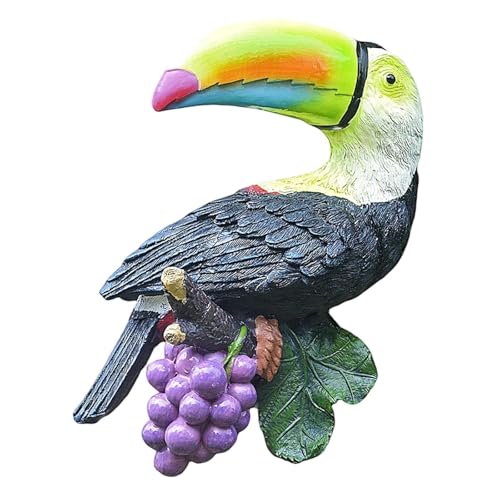 Tukan-Baum-Dekofigur, exotischer Vogel, tropisches Tier, Gartenstatue, Skulptur für Terrasse, Rasen, Büro, Veranda, Zuhause, 15 x 11 x 22 cm, Blick zurück von PawwJoy