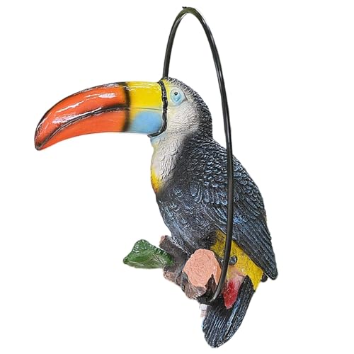 Tukan-Baum-Dekofigur, exotischer Vogel, tropisches Tier, Gartenstatue, Skulptur für Terrasse, Rasen, Büro, Veranda, Zuhause, 15 x 11 x 22 cm, mit Ring von PawwJoy