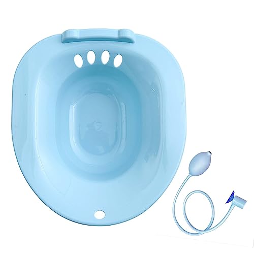 Universelles Toilettensitz-Waschbecken für Frauen, Bidet-Hüftbad mit Spülung, tiefer Schalensitz, Badewanne, vermeidet Kniebeugen, 39 x 36 x 11,5 cm, Blau von PawwJoy