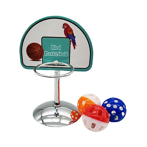 Vogel-Basketballkorb-Spielzeug mit 3 Mini-Bällen und Glocke, Training pädagogisches interaktives Papageienspielzeug für Nymphensittiche, Finken, Wellensittiche, kleine Vögel von PawwJoy