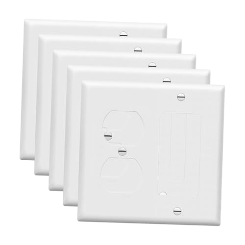 Wandplatten für amerikanische Duplex-Steckdosen, dekorative elektrische Steckdosenabdeckungen, 11,4 x 11,4 cm, für Zuhause, Büro, Hotel, 3 Löcher, 5 Stück Wandplatten für amerikanische Duplex-Steckdosen, dekorative elektrische Steckdosenabdeckungen, 11,4 x 11,4 cm, für Zuhause, Büro, Hotel, 3 Löcher, 5 Stück von PawwJoy