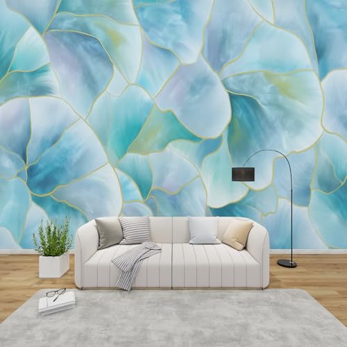 PaxGloz Fototapete Abstrakte Blaue Blätter Farbverlauf Tapete Wasserfarben Tapeten Vliestapete Modern Wandtapete Wohnzimmer Schlafzimmer Kinderzimmer Wanddeko Motivtapeten 500 x 350 cm (B x H) von PaxGloz