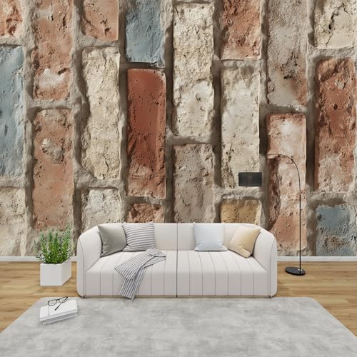 PaxGloz Fototapete Backsteinoptik Tapete Ziegelwand Tapeten Vliestapete Modern Wandtapete Wohnzimmer Schlafzimmer Kinderzimmer Wanddeko Motivtapeten 500 x 350 cm (B x H) von PaxGloz