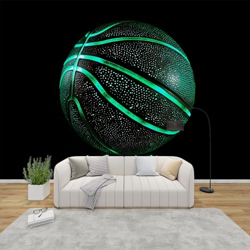 PaxGloz Fototapete Basketball Leuchteffekt Tapete 3D Sport Tapeten Vliestapete Modern Wandtapete Wohnzimmer Schlafzimmer Kinderzimmer Wanddeko Motivtapeten 100 x 70 cm (B x H) von PaxGloz