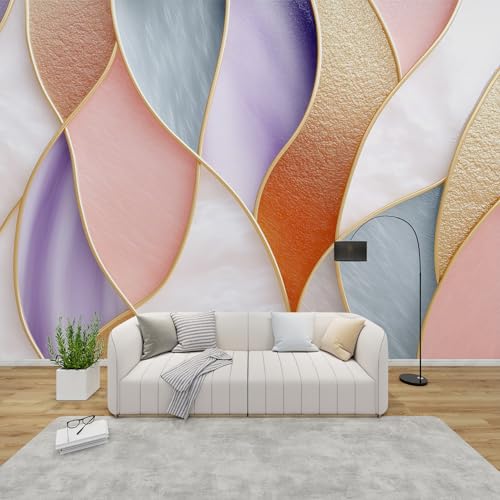 PaxGloz Fototapete Bunte Wellen Muster Tapete Luxus 3D Effekt Farbverlauf Tapeten Vliestapete Modern Wandtapete Wohnzimmer Schlafzimmer Kinderzimmer Wanddeko Motivtapeten 500 x 350 cm (B x H) von PaxGloz