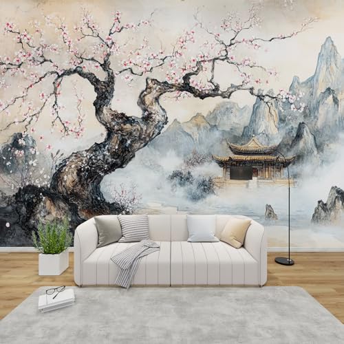 PaxGloz Fototapete Chinesischer Zen Tapete Asiatische Landschaft Tapeten Vliestapete Modern Wandtapete Wohnzimmer Schlafzimmer Kinderzimmer Wanddeko Motivtapeten 400 x 280 cm (B x H) von PaxGloz
