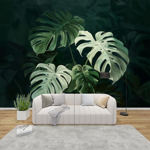 PaxGloz Fototapete Dschungel Grün Tapete Monstera Blätter Tapeten Vliestapete Modern Wandtapete Wohnzimmer Schlafzimmer Kinderzimmer Wanddeko Motivtapeten 500 x 280 cm (B x H) von PaxGloz