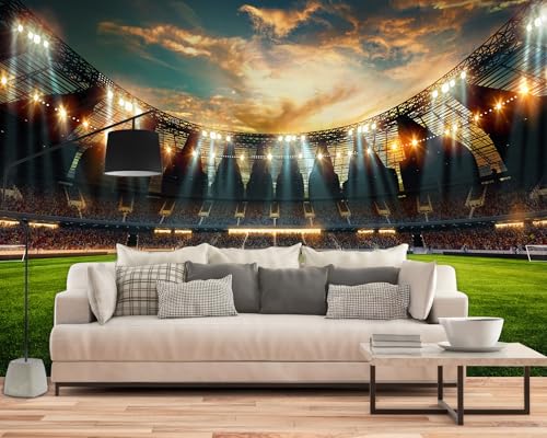 PaxGloz Fototapete Fußballstadion Tapete Stadion 3D Effekt Tapeten Vliestapete Modern Wandtapete Wohnzimmer Schlafzimmer Kinderzimmer Fußball Wanddeko Motivtapeten 300 x 210 cm (B x H) von PaxGloz