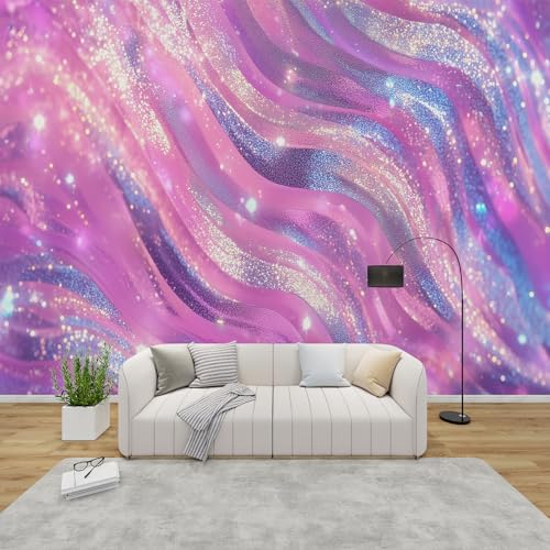 PaxGloz Fototapete Glitzerwellen Tapete Rosa Lila Glitzer Glamour Tapeten Vliestapete Modern Wandtapete Wohnzimmer Schlafzimmer Kinderzimmer Wanddeko Motivtapeten 300 x 210 cm (B x H) von PaxGloz