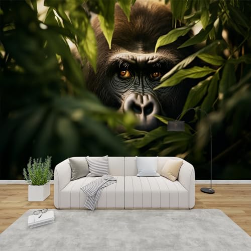 PaxGloz Fototapete Gorilla Tapete Affen Dschungel Tapeten Vliestapete Modern Wandtapete Wohnzimmer Schlafzimmer Kinderzimmer Wanddeko Motivtapeten 150 x 105 cm (B x H) von PaxGloz
