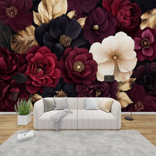 PaxGloz Fototapete Große Blüten Tapete 3D Effekt Blumen Tapeten Vliestapete Modern Wandtapete Wohnzimmer Schlafzimmer Kinderzimmer Wanddeko Motivtapeten 500 x 350 cm (B x H) von PaxGloz