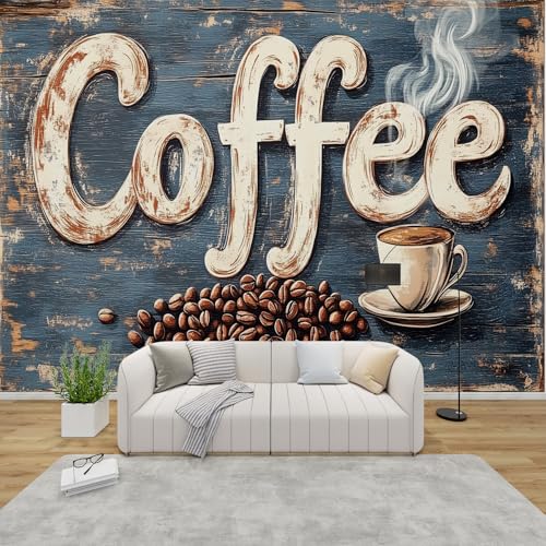 PaxGloz Fototapete Kaffee Tapete Küche Retro Cafe Tapeten Vliestapete Modern Wandtapete Wohnzimmer Schlafzimmer Kinderzimmer Wanddeko Motivtapeten 150 x 105 cm (B x H) von PaxGloz