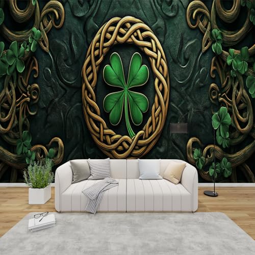 PaxGloz Fototapete Kleeblatt Tapete Keltische Tapeten Vliestapete Modern Wandtapete Wohnzimmer Schlafzimmer Kinderzimmer Wanddeko Motivtapeten 300 x 210 cm (B x H) von PaxGloz
