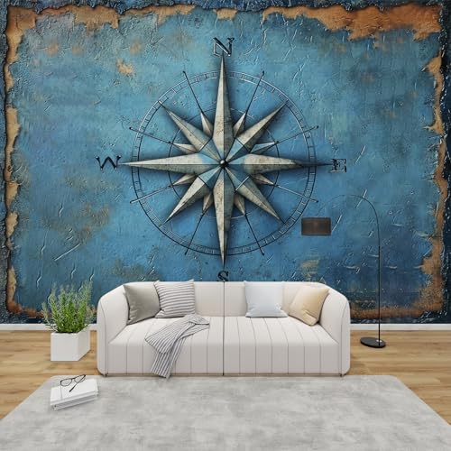 PaxGloz Fototapete Kompassrose Tapete Maritim Vintage Tapeten Vliestapete Modern Wandtapete Wohnzimmer Schlafzimmer Kinderzimmer Wanddeko Motivtapeten 200 x 140 cm (B x H) von PaxGloz