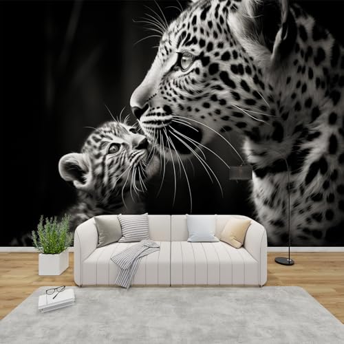 PaxGloz Fototapete Leopard Tapete Raubkatzen Tapeten Vliestapete Modern Wandtapete Wohnzimmer Schlafzimmer Kinderzimmer Wanddeko Motivtapeten 250 x 175 cm (B x H) von PaxGloz