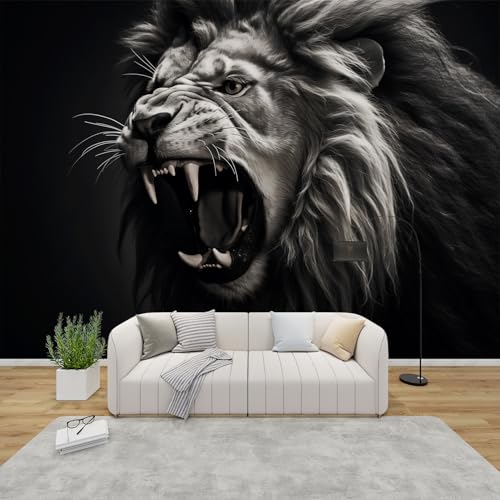 PaxGloz Fototapete Löwe Tapete Wildtier Löwenkopf Tapeten Vliestapete Modern Wandtapete Wohnzimmer Schlafzimmer Kinderzimmer Wanddeko Motivtapeten 300 x 210 cm (B x H) von PaxGloz