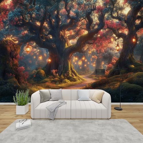 PaxGloz Fototapete Märchenhafter Zauberwald Tapete Magischer Wald Tapeten Vliestapete Modern Wandtapete Wohnzimmer Schlafzimmer Kinderzimmer Wanddeko Motivtapeten 200 x 140 cm (B x H) von PaxGloz