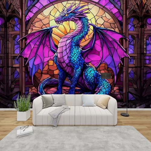 PaxGloz Fototapete Magische Drachen Tapete Mittelalter Fantasy Tapeten Vliestapete Modern Wandtapete Wohnzimmer Schlafzimmer Kinderzimmer Wanddeko Motivtapeten 300 x 210 cm (B x H) von PaxGloz