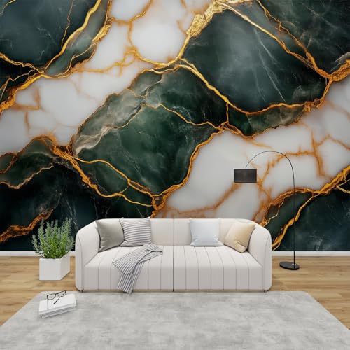 PaxGloz Fototapete Marmor Dunkelgrüne Tapete Stein Optik Tapeten Vliestapete Modern Wandtapete Wohnzimmer Schlafzimmer Kinderzimmer Wanddeko Motivtapeten 250 x 175 cm (B x H) von PaxGloz