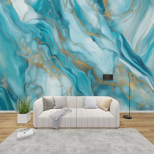 PaxGloz Fototapete Marmoroptik Blau Gold Tapete Abstrakt Tapeten Vliestapete Modern Wandtapete Wohnzimmer Schlafzimmer Kinderzimmer Wanddeko Motivtapeten 100 x 70 cm (B x H) von PaxGloz