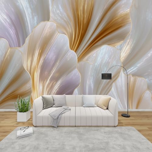 PaxGloz Fototapete Perlmutt Gold Glanz 3D Effekt Tapete Glänzende Tapeten Vliestapete Modern Wandtapete Wohnzimmer Schlafzimmer Kinderzimmer Wanddeko Motivtapeten 500 x 350 cm (B x H) von PaxGloz