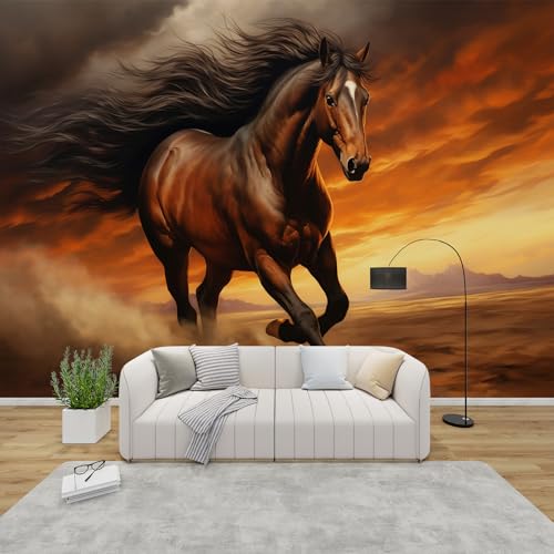 PaxGloz Fototapete Pferde Sonnenuntergang Tapete Pferdemotiv Tapeten Vliestapete Modern Wandtapete Wohnzimmer Schlafzimmer Kinderzimmer Wanddeko Motivtapeten 200 x 140 cm (B x H) von PaxGloz