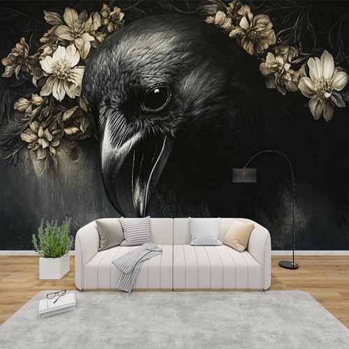 PaxGloz Fototapete Raben Tapete Gothic Krähe Tapeten Vliestapete Modern Wandtapete Wohnzimmer Schlafzimmer Kinderzimmer Wanddeko Motivtapeten 350 x 256 cm (B x H) von PaxGloz
