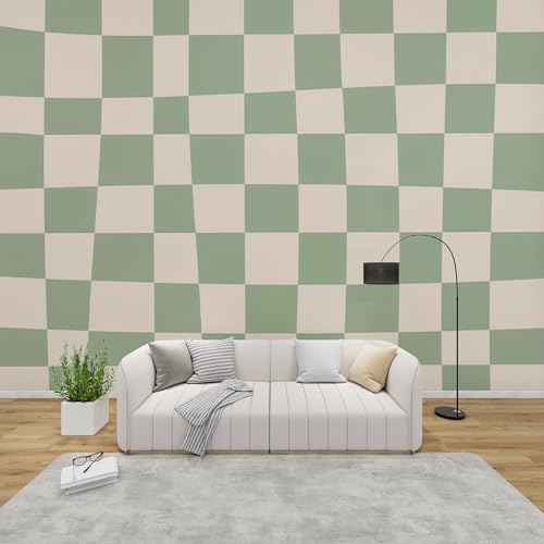 PaxGloz Fototapete Schachbrett Tapete Kariert Grün Tapeten Vliestapete Modern Wandtapete Wohnzimmer Schlafzimmer Kinderzimmer Wanddeko Motivtapeten 150 x 105 cm (B x H) von PaxGloz