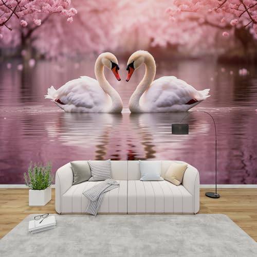 PaxGloz Fototapete Schwan Tapete Romantik Tapeten Vliestapete Modern Wandtapete Wohnzimmer Schlafzimmer Kinderzimmer Wanddeko Motivtapeten 300 x 210 cm (B x H) von PaxGloz
