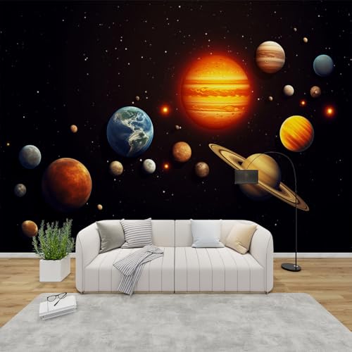 PaxGloz Fototapete Sonnensystem Tapete Weltraum Planeten Tapeten Vliestapete Modern Wandtapete Wohnzimmer Schlafzimmer Kinderzimmer Wanddeko Motivtapeten 200 x 140 cm (B x H) von PaxGloz