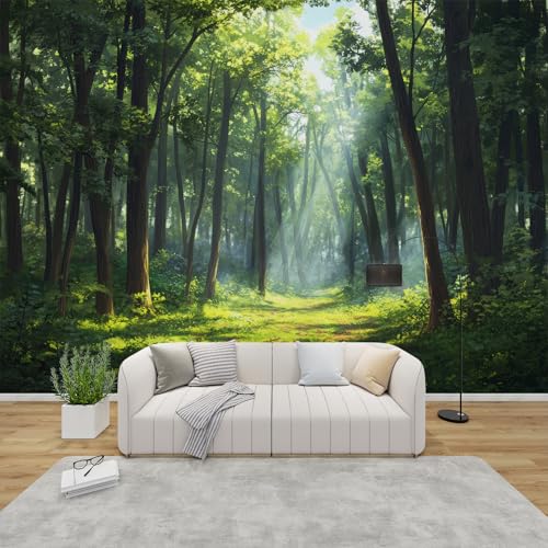 PaxGloz Fototapete Waldweg Tapete Grüner Wald Tapeten Vliestapete Modern Wandtapete Wohnzimmer Schlafzimmer Kinderzimmer Wanddeko Motivtapeten 100 x 70 cm (B x H) von PaxGloz
