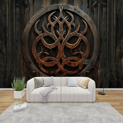 PaxGloz Fototapete Wikinger Runen Tapete Nordische Mythologie Tapeten Vliestapete Modern Wandtapete Wohnzimmer Schlafzimmer Kinderzimmer Wanddeko Motivtapeten 300 x 210 cm (B x H) von PaxGloz
